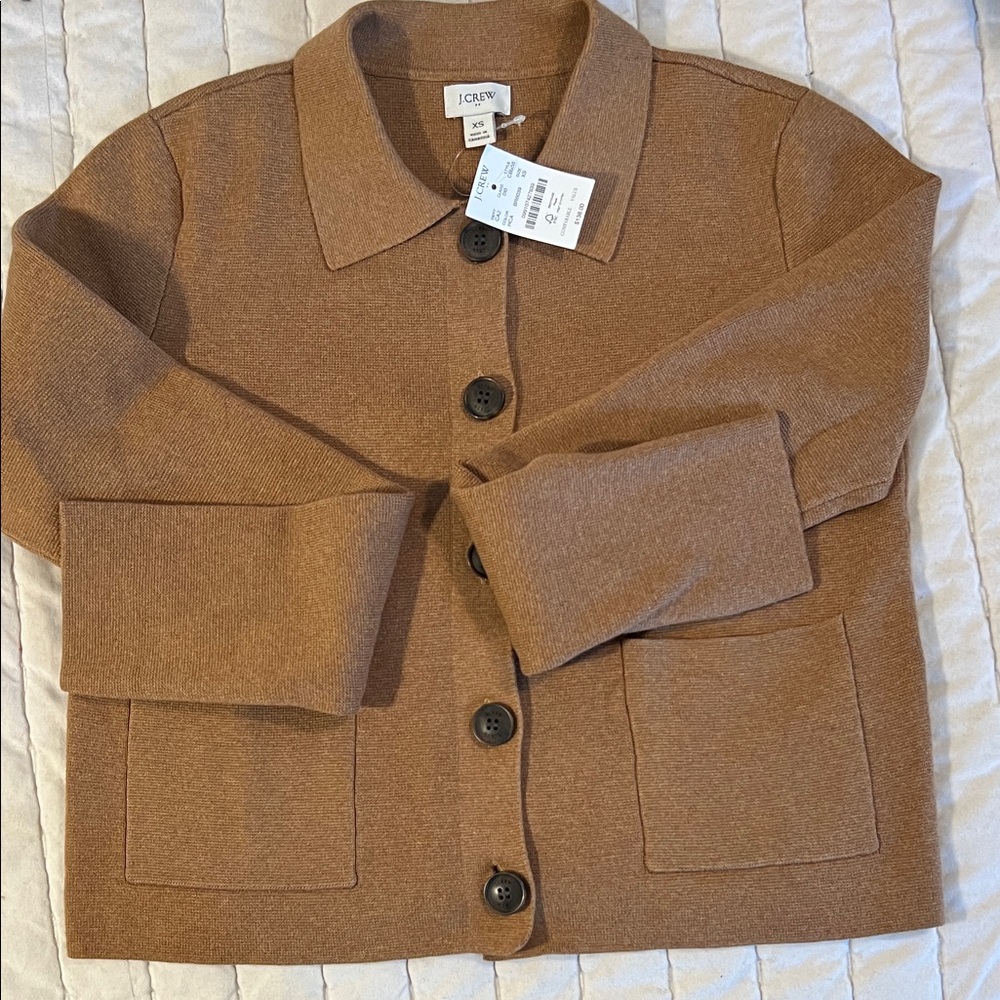 J. Crew Tan Button-Up Blazer